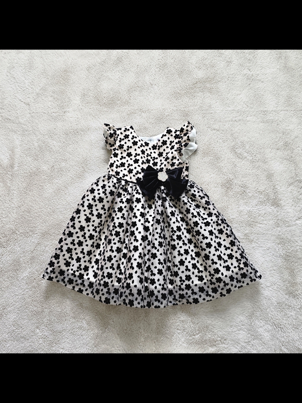 Blueberi Boulevard Black & White Floral Bow Party Dress